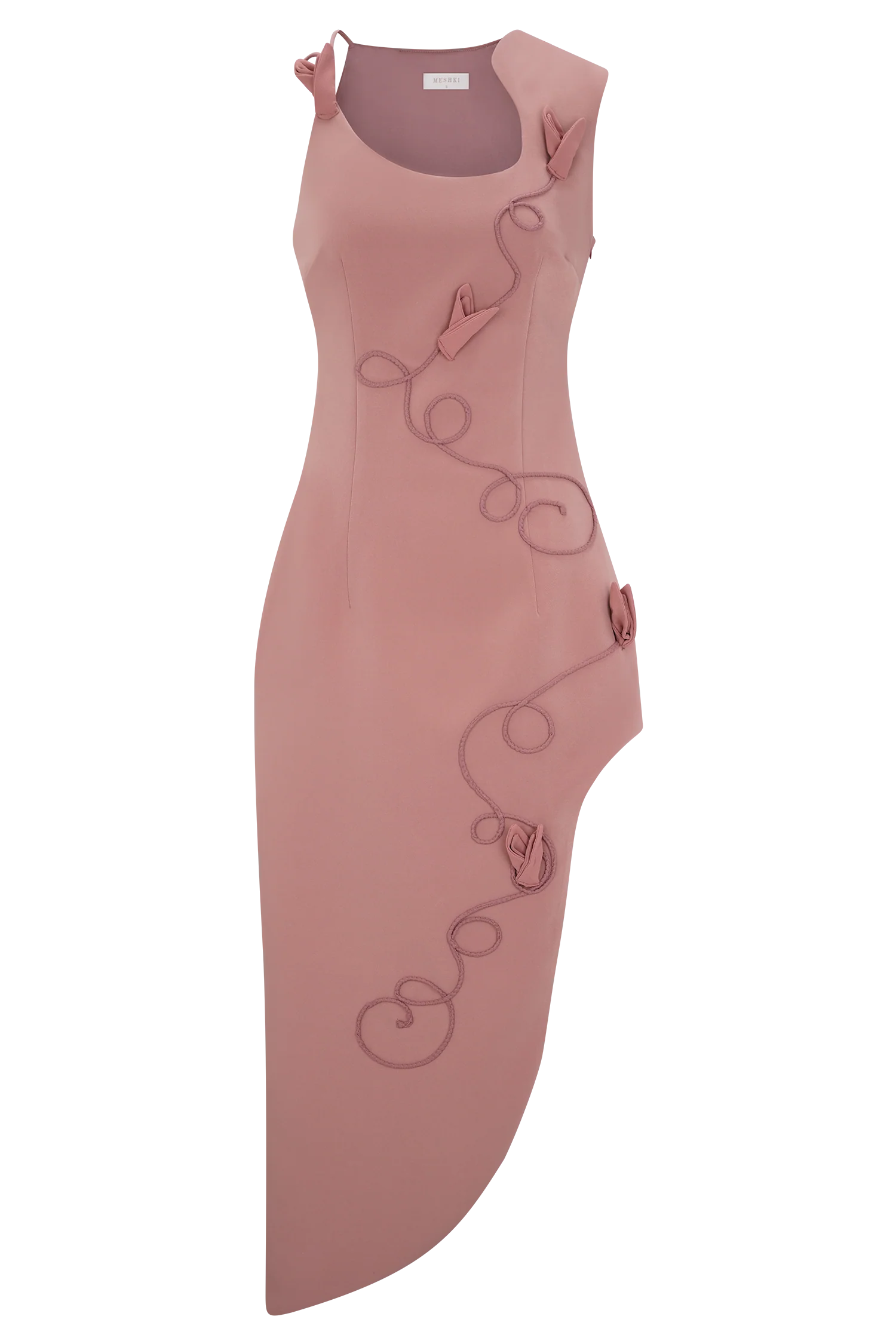 Virginia Suiting Embroidered Midi Dress Burnt Rose