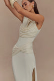 Henley Slinky Drape Maxi Dress Ivory