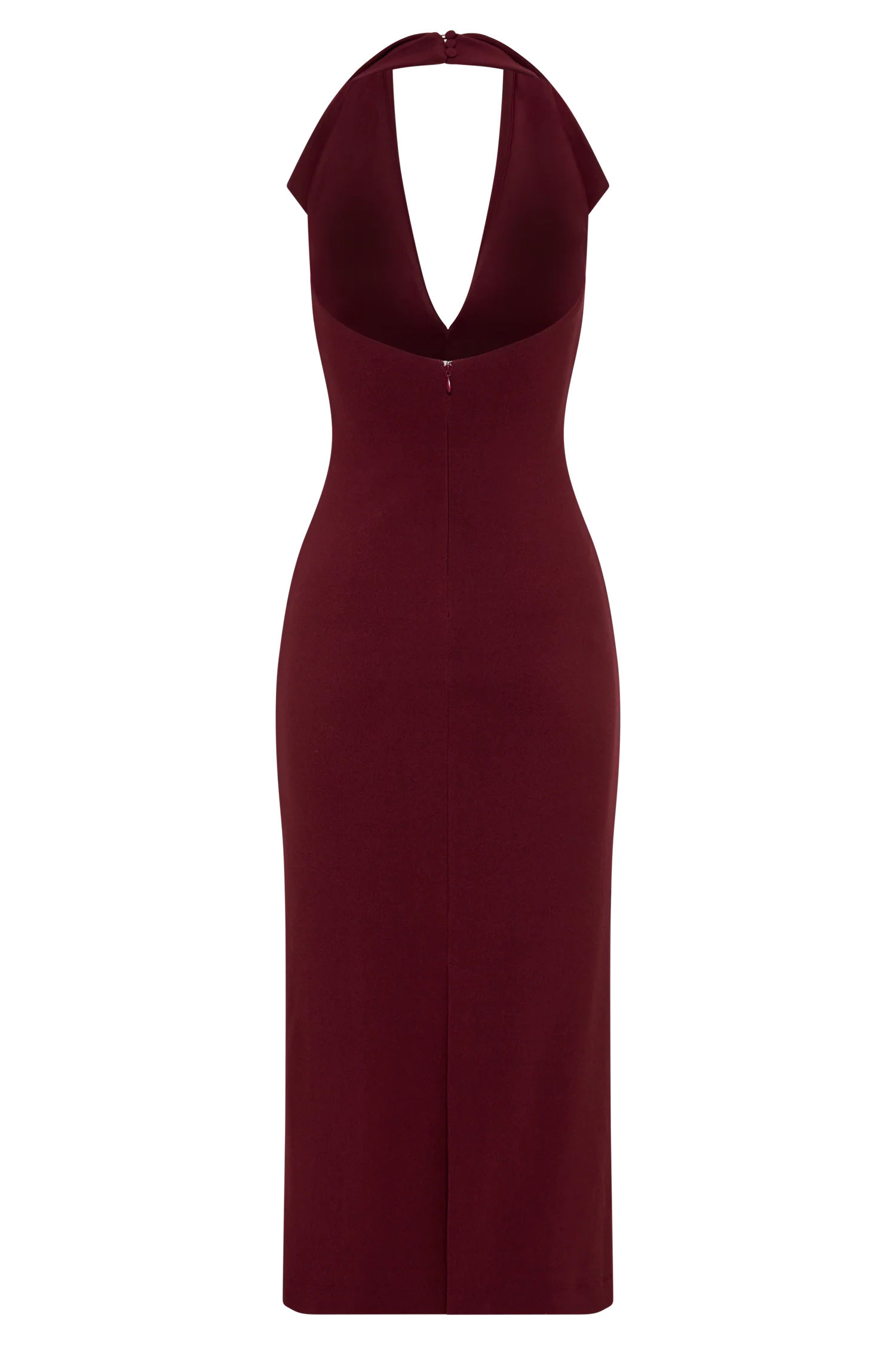 Annita Crepe Halter Midi Dress Merlot