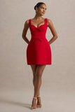 Corey Red Sweetheart Mini Dress With Bow Details