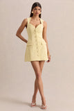 Luxira Lemon Sweetheart Neck Tailored Mini Dress