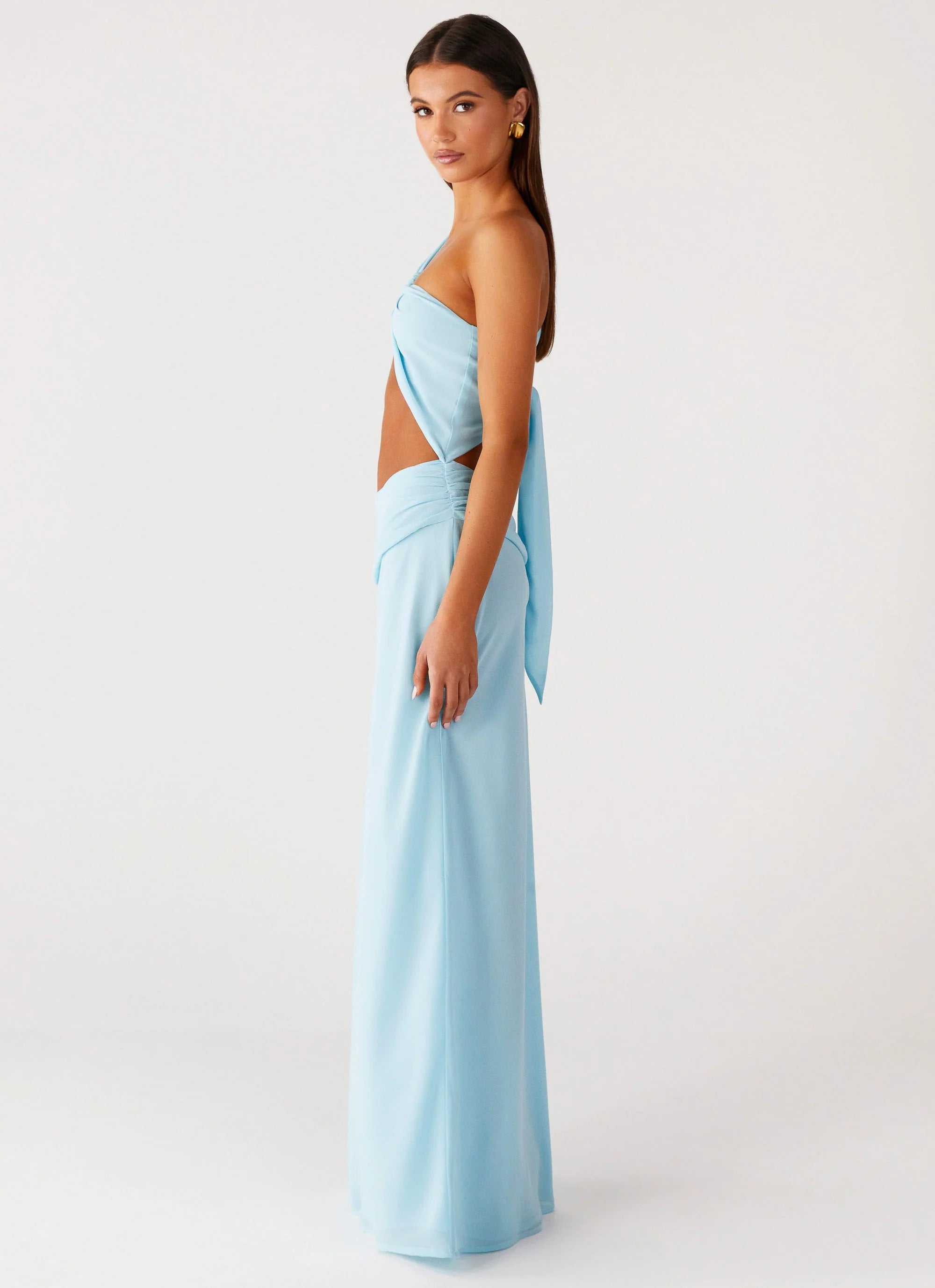 Cindelle One Shoulder Maxi Dress Turquoise