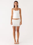 Siren Beaded Sequin Mini Skort White