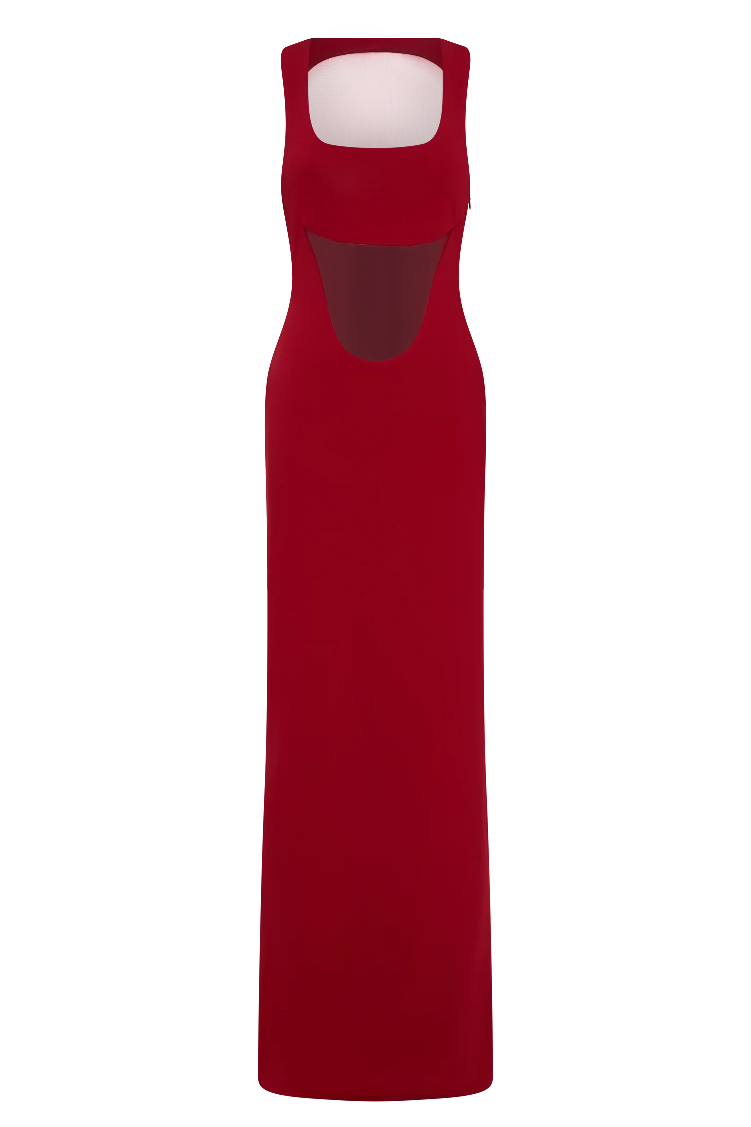Marlon Crepe And Mesh Maxi Dress Cherry Red