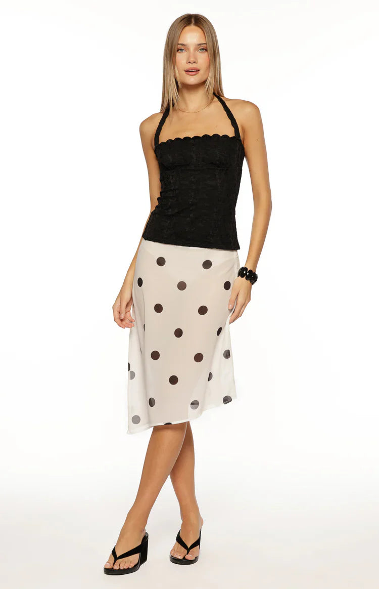 Charlee Black Lace Halter Neck Top