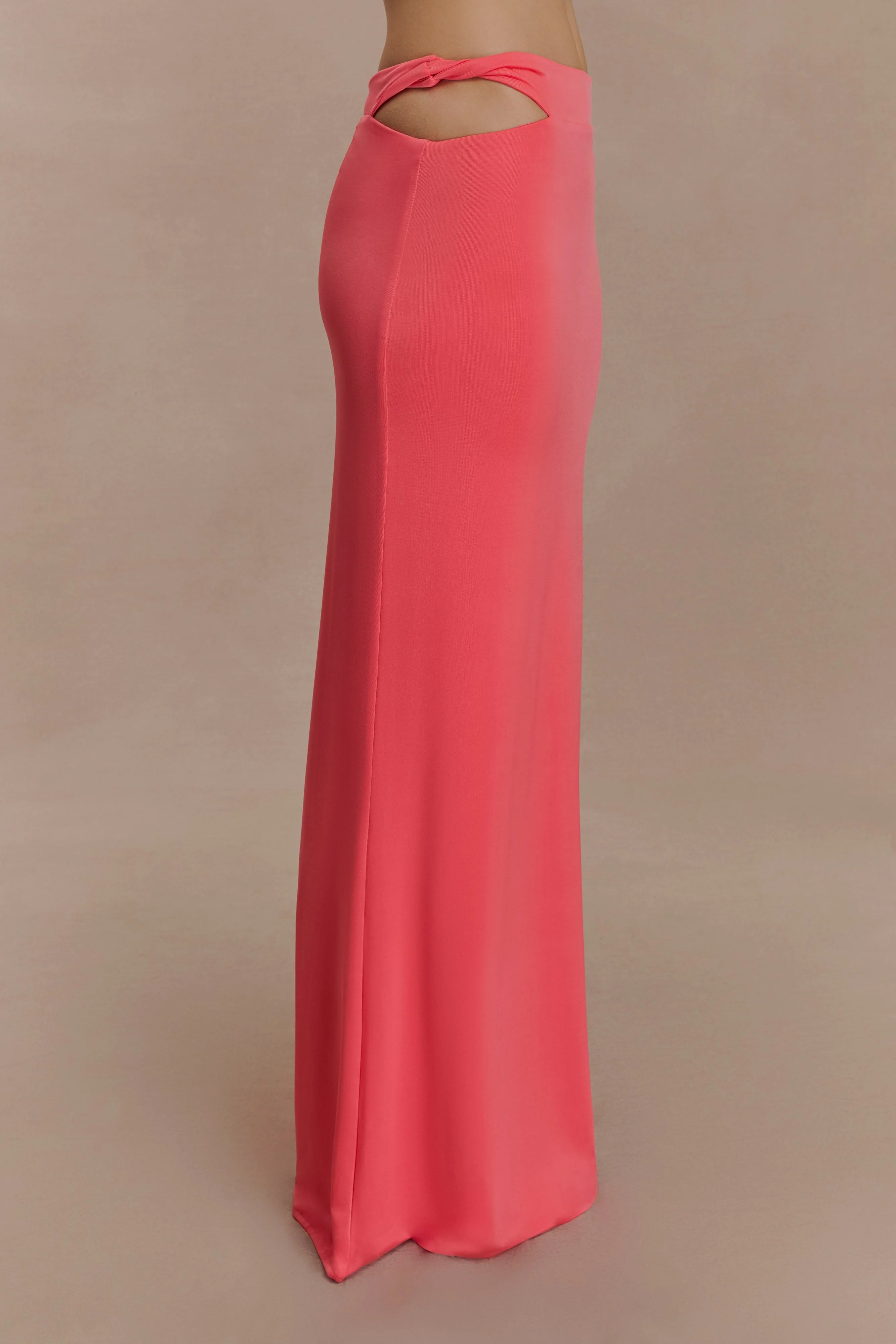 Haven Slinky Twist Midi Skirt Coral