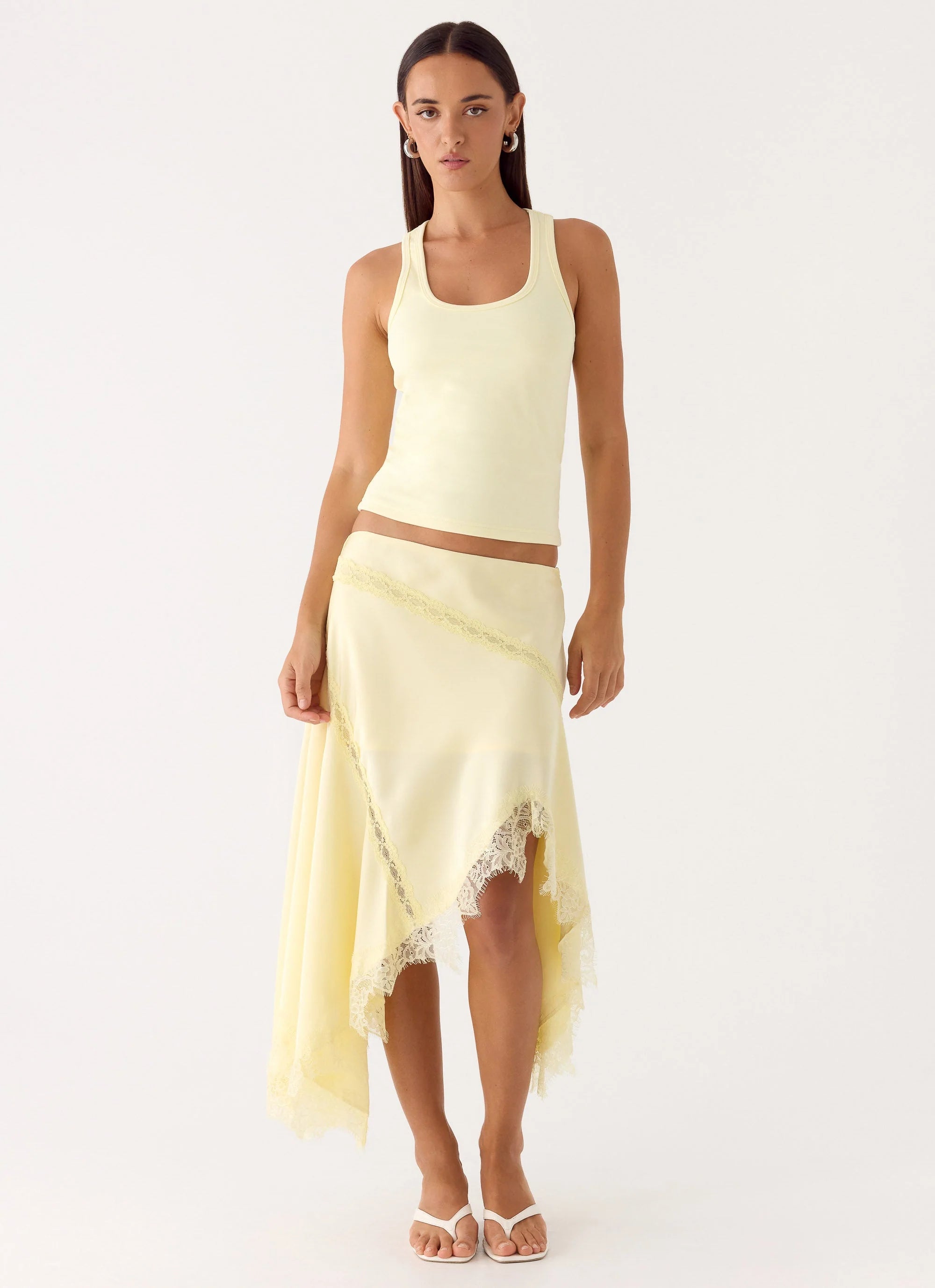 Suay Asymmetrical Midi Skirt Yellow