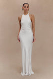 Rinna Satin Halter Maxi Dress Ivory