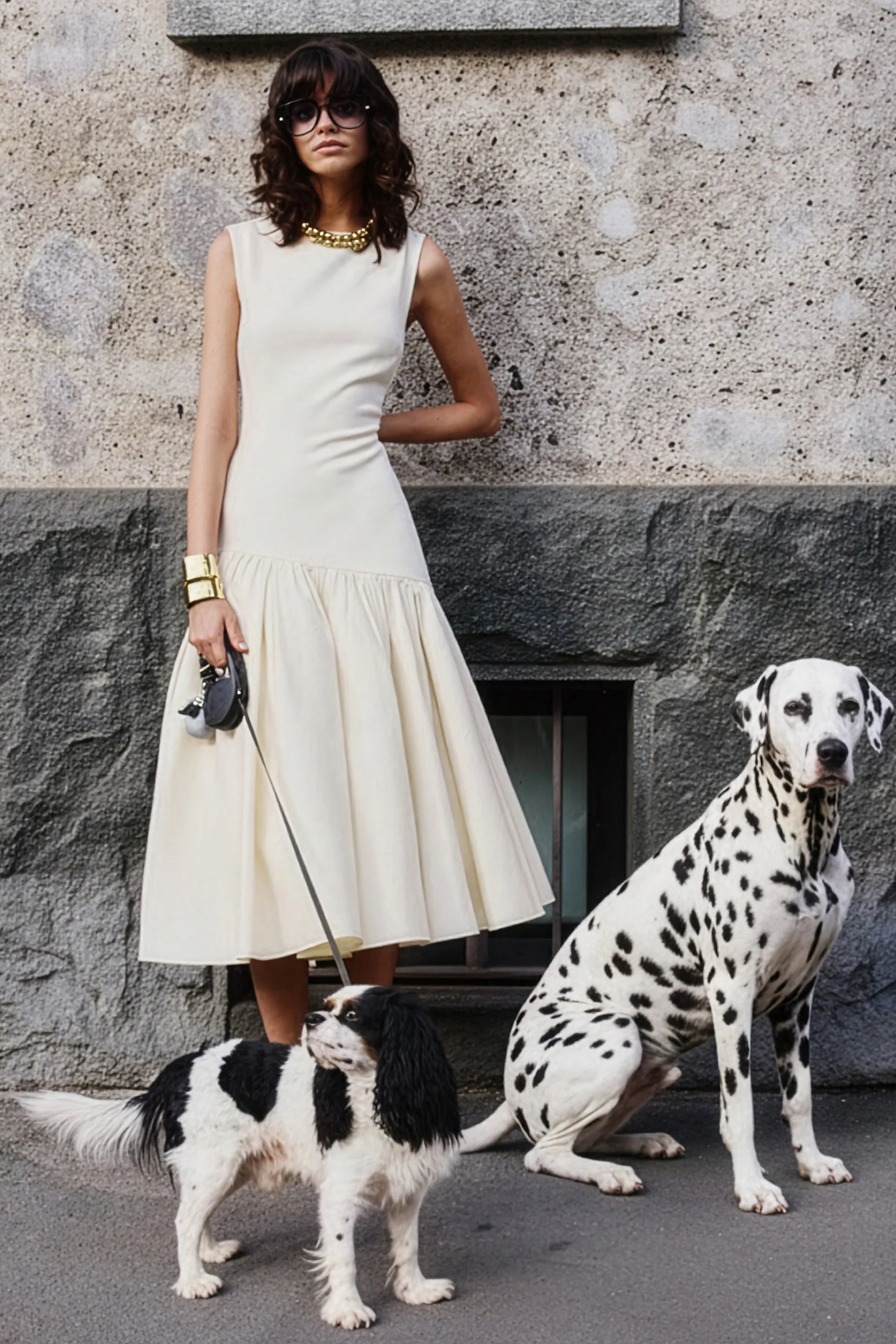 Fantasia Cream Boat Neck Midi Dress With Asymmetric Drop Waist
