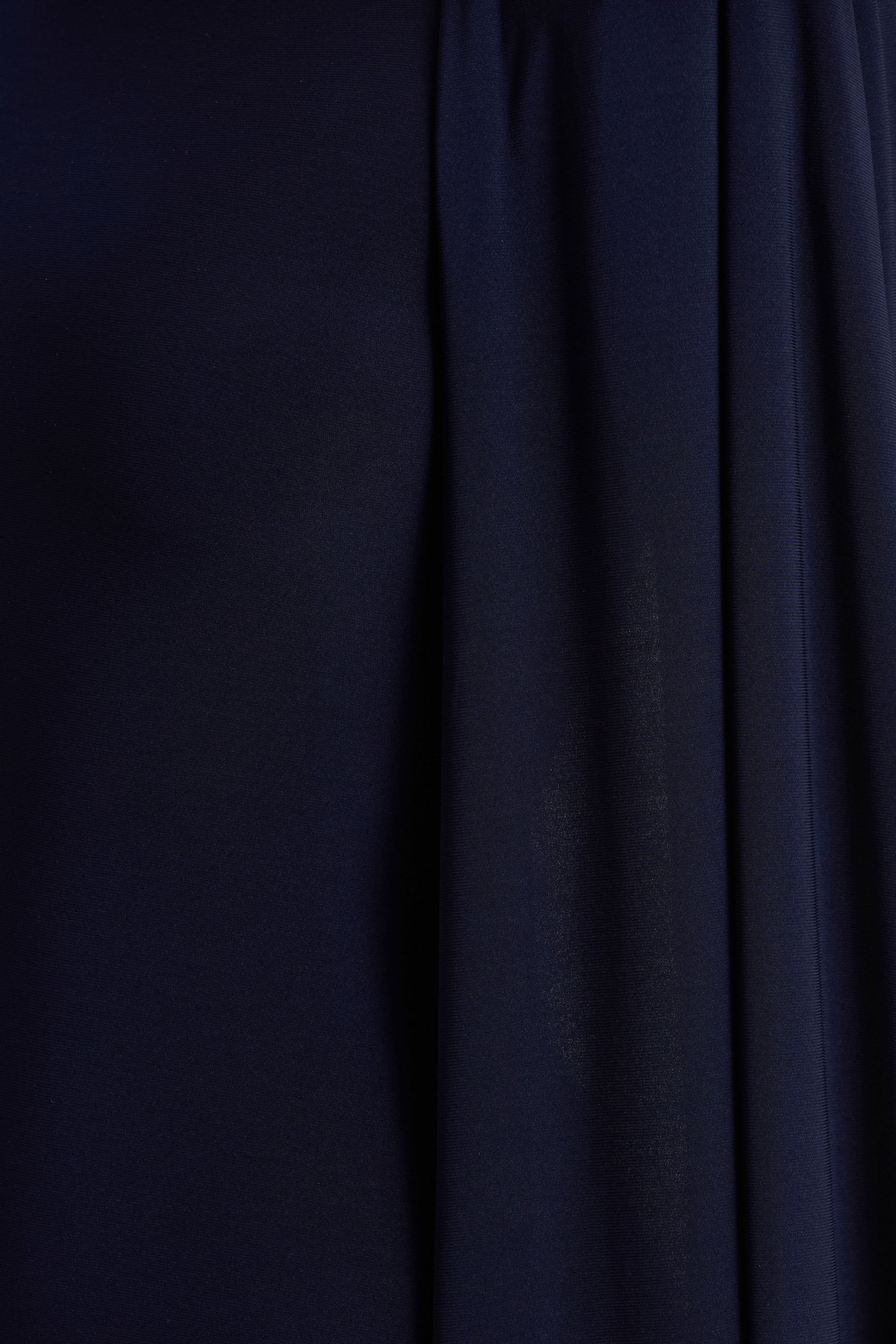 Mimi Navy High Neck Maxi Dress With Cape Sleeve Detail