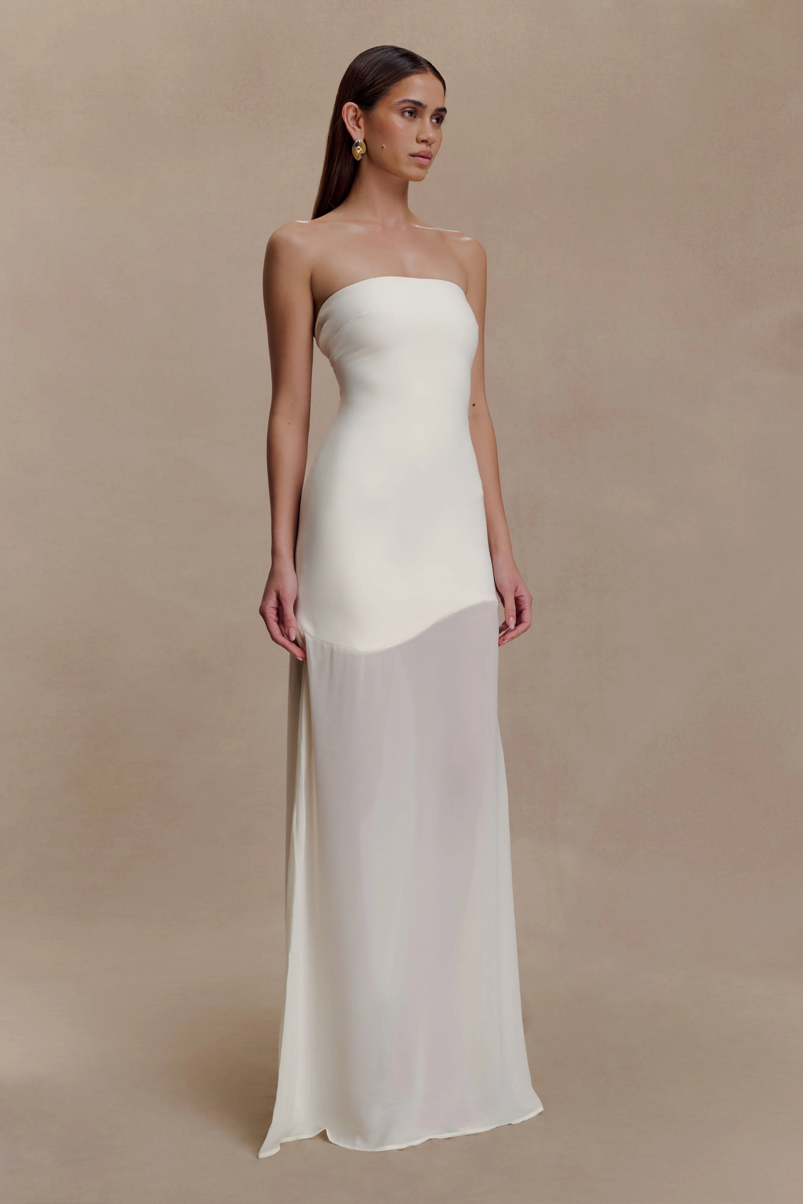 Mason Crepe And Chiffon Maxi Dress Ivory