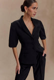 Opal Puff Sleeve Suiting Top Black