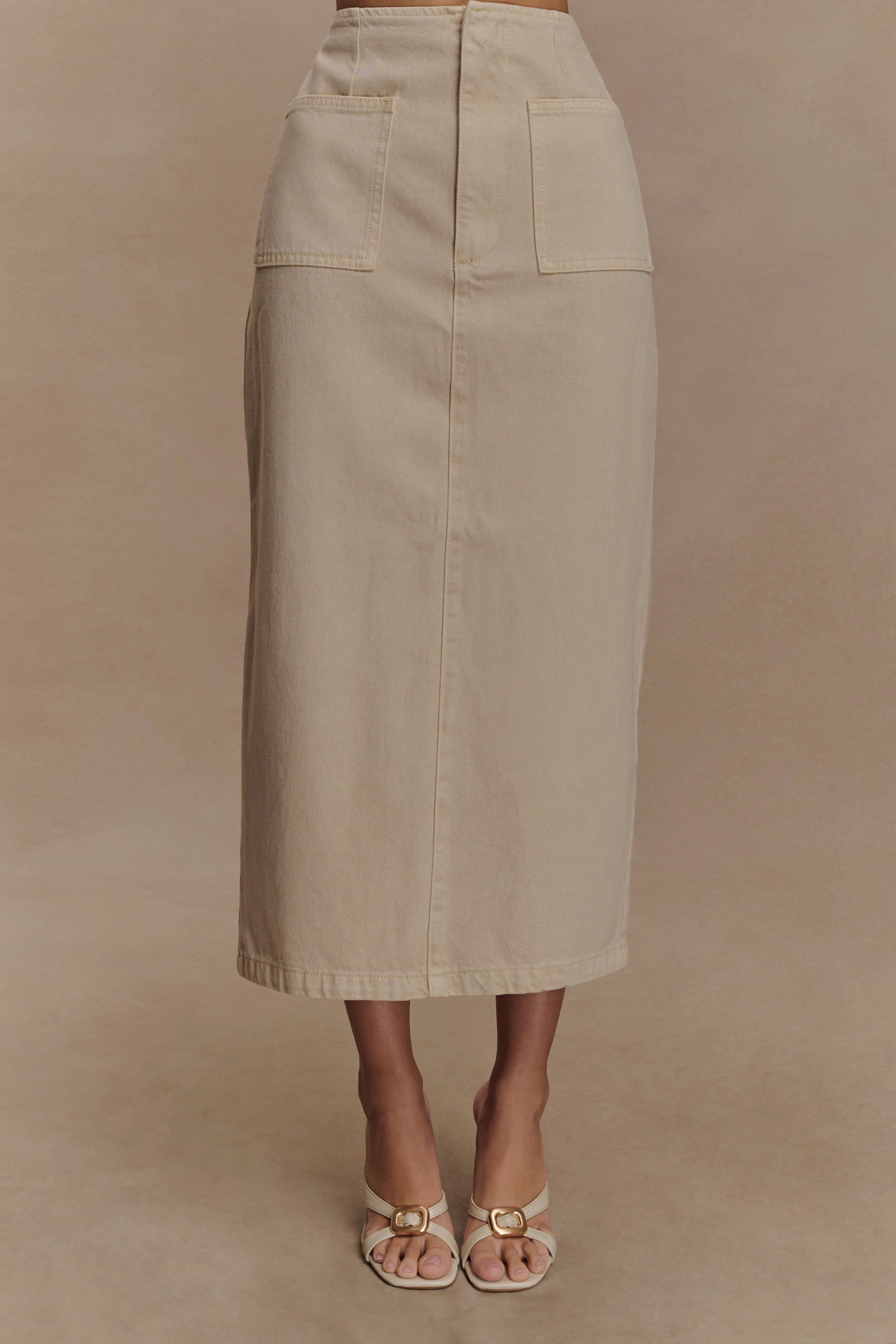 Fallon Denim Midi Skirt Stone Wash