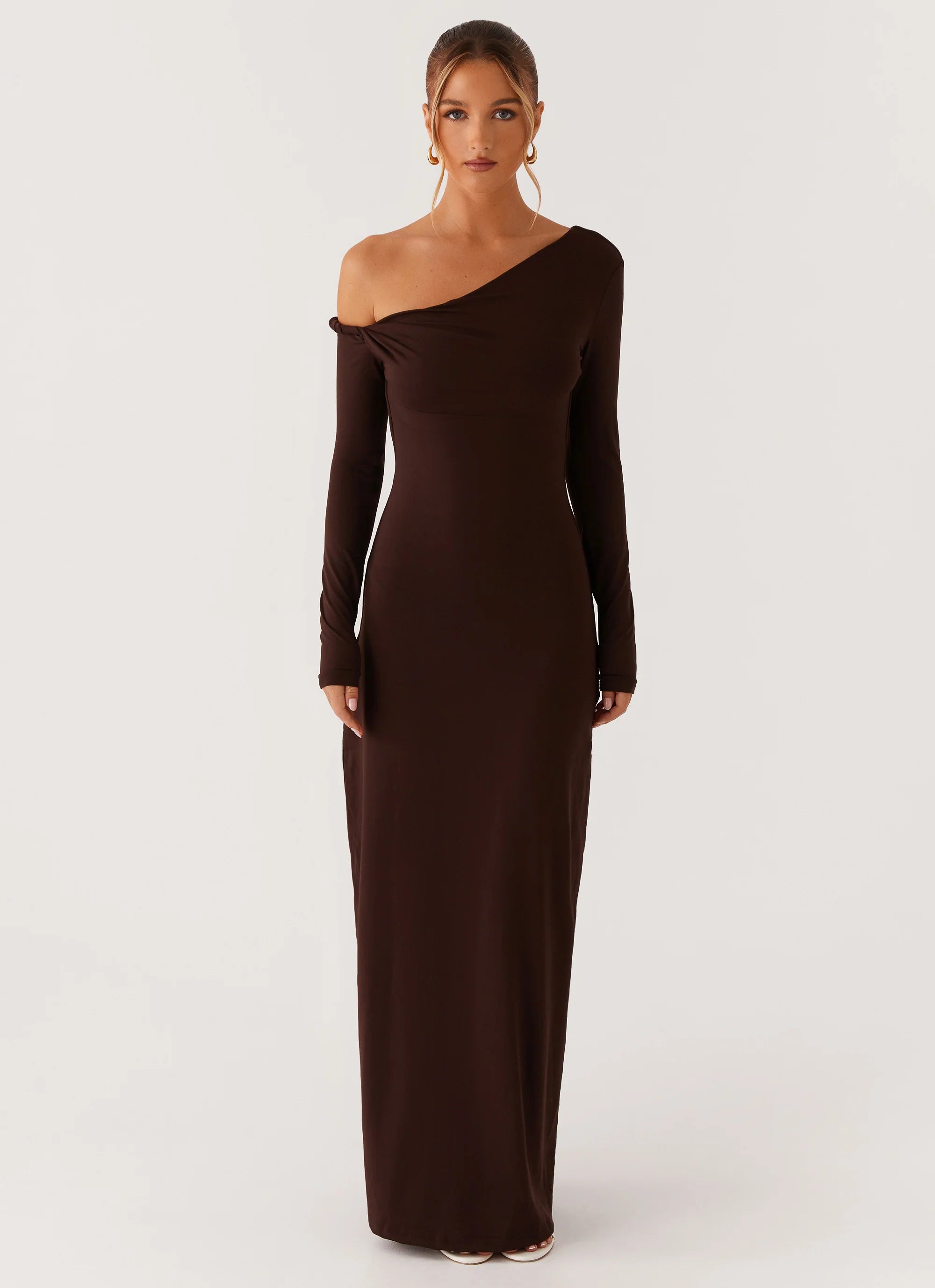 Jordana Twist Maxi Dress Brown