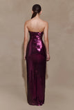 Winston Strapless Sequin Maxi Dress Plum
