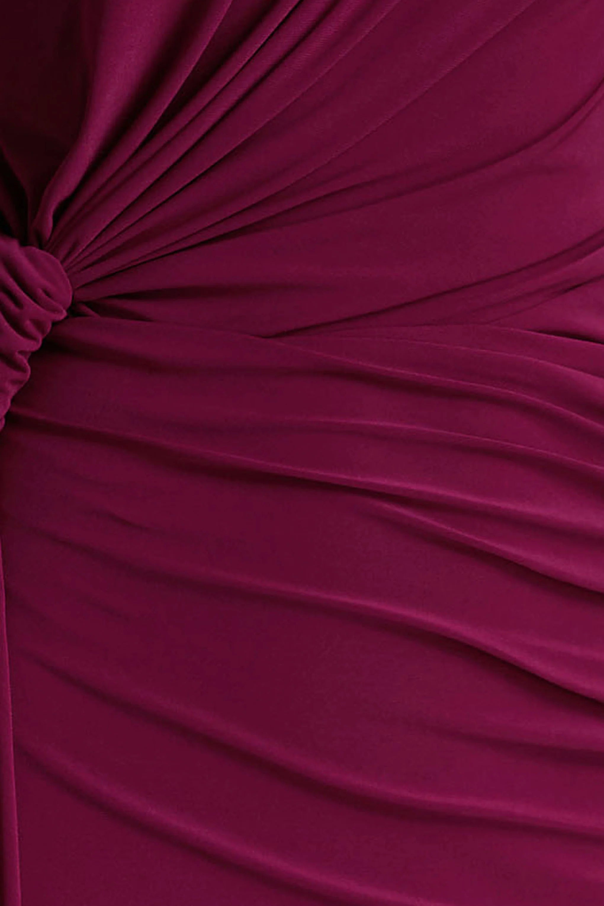 Solene Burgundy High Neck Maxi Dress With Wrap And Drape Detail