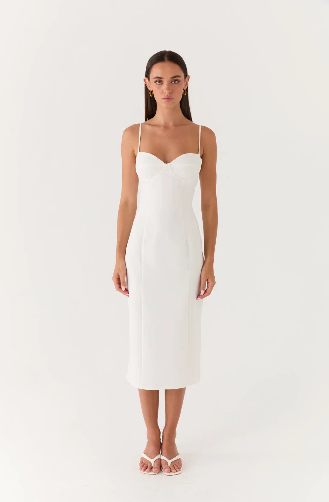 Asling Bustier Midi Dress White