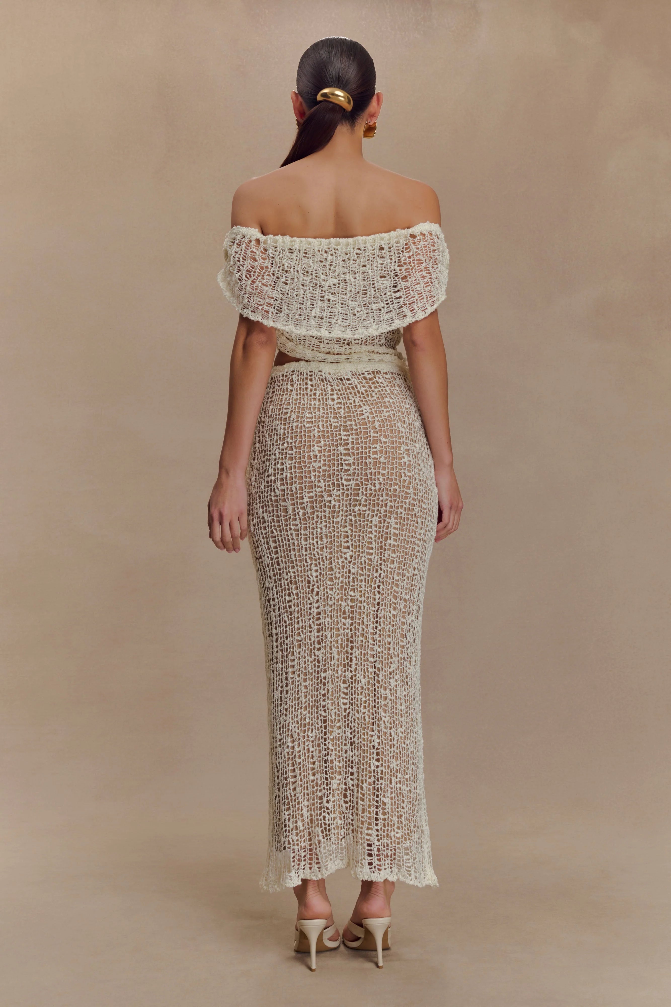 Cordelia Off Shoulder Knit Top Ivory