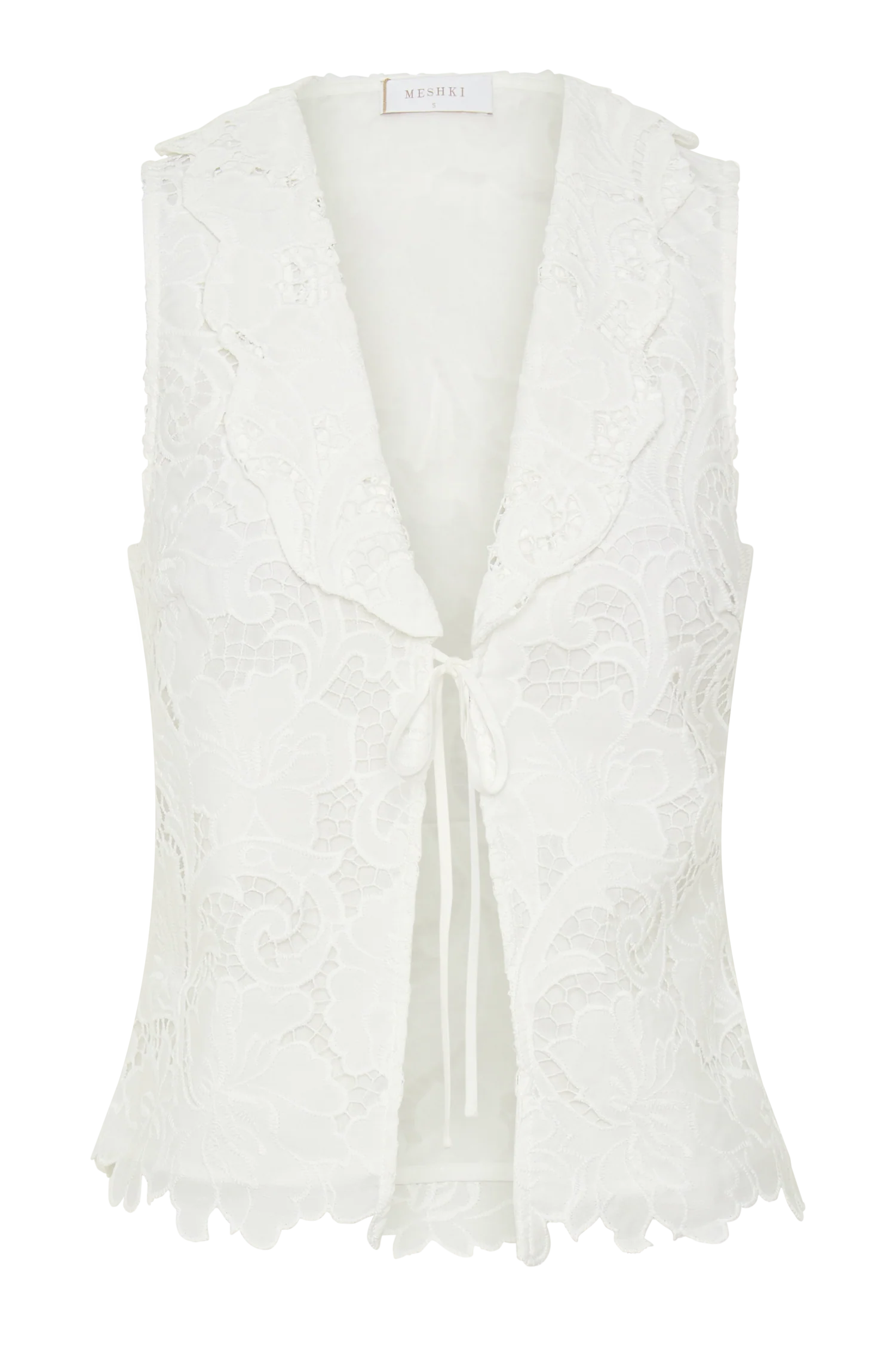 Tessa Broderie Tie Front Sleeveless Top White