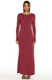 Misaki Burgundy Long Sleeve Wrap Maxi Dress