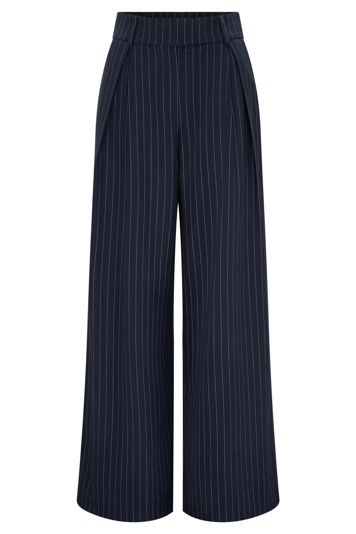 Jacqueline Pleated Wide Leg Pants Navy Pinstripe