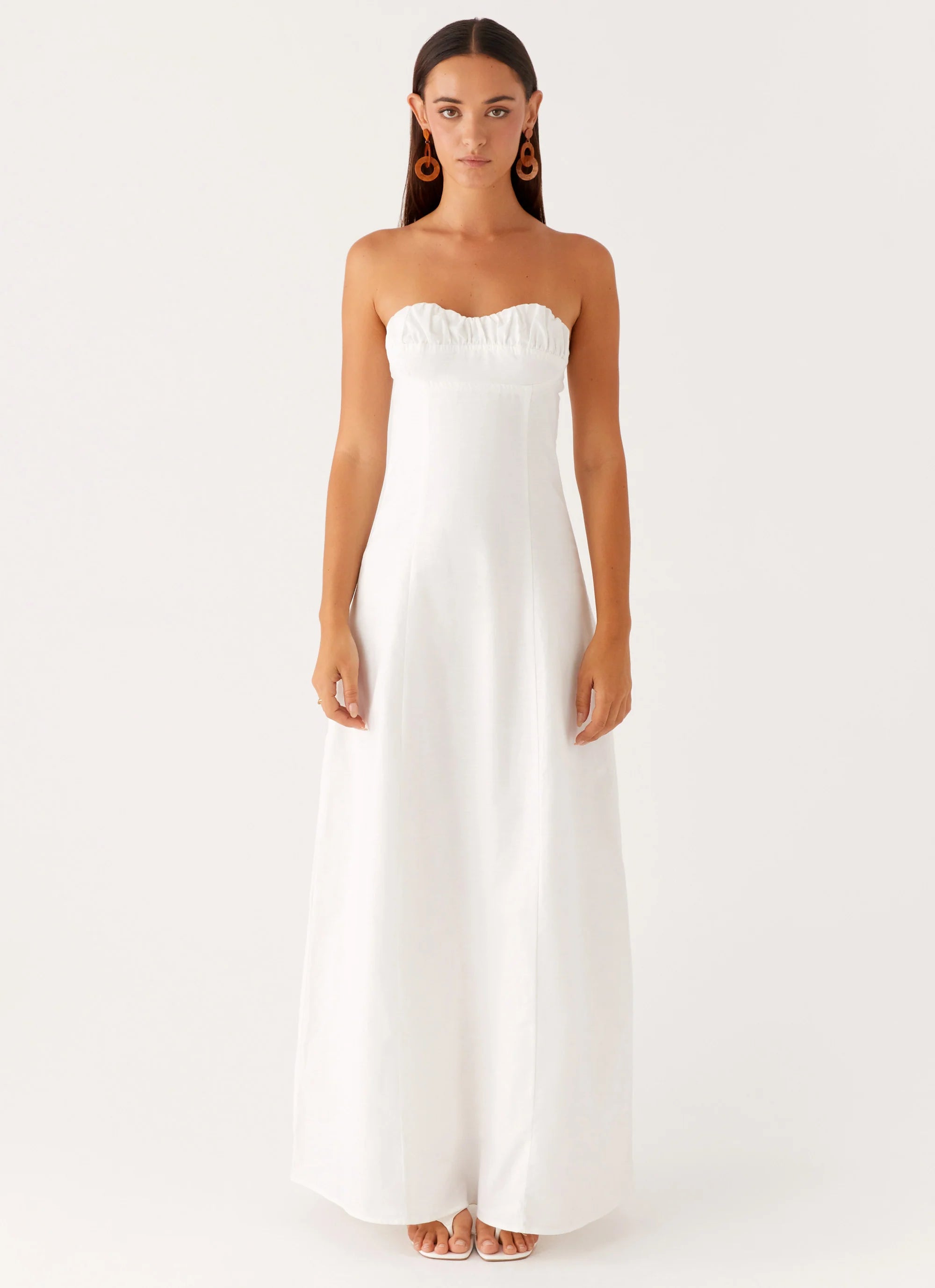 Tayla Linen Maxi Dress White