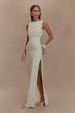 Henley Slinky Drape Maxi Dress Ivory