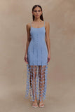 Tove Hand Knit Flower Mini Dress Blue