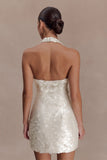 Caralee Sequin Halter Mini Dress Ivory