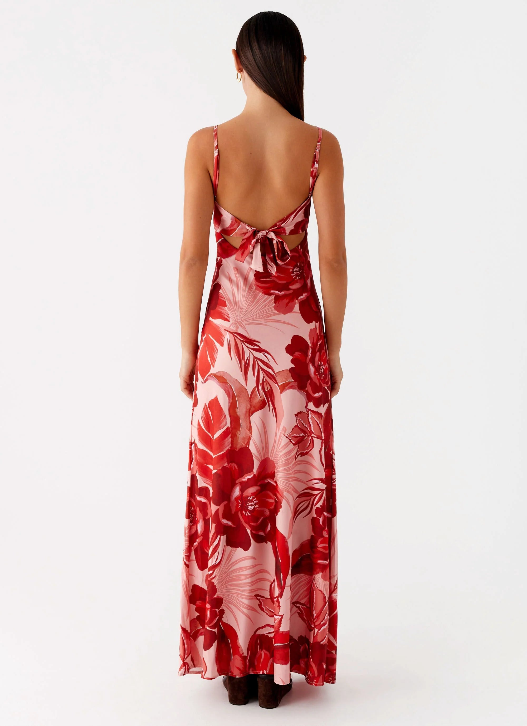 Flora Satin Maxi Dress Sicily Sunsets Print