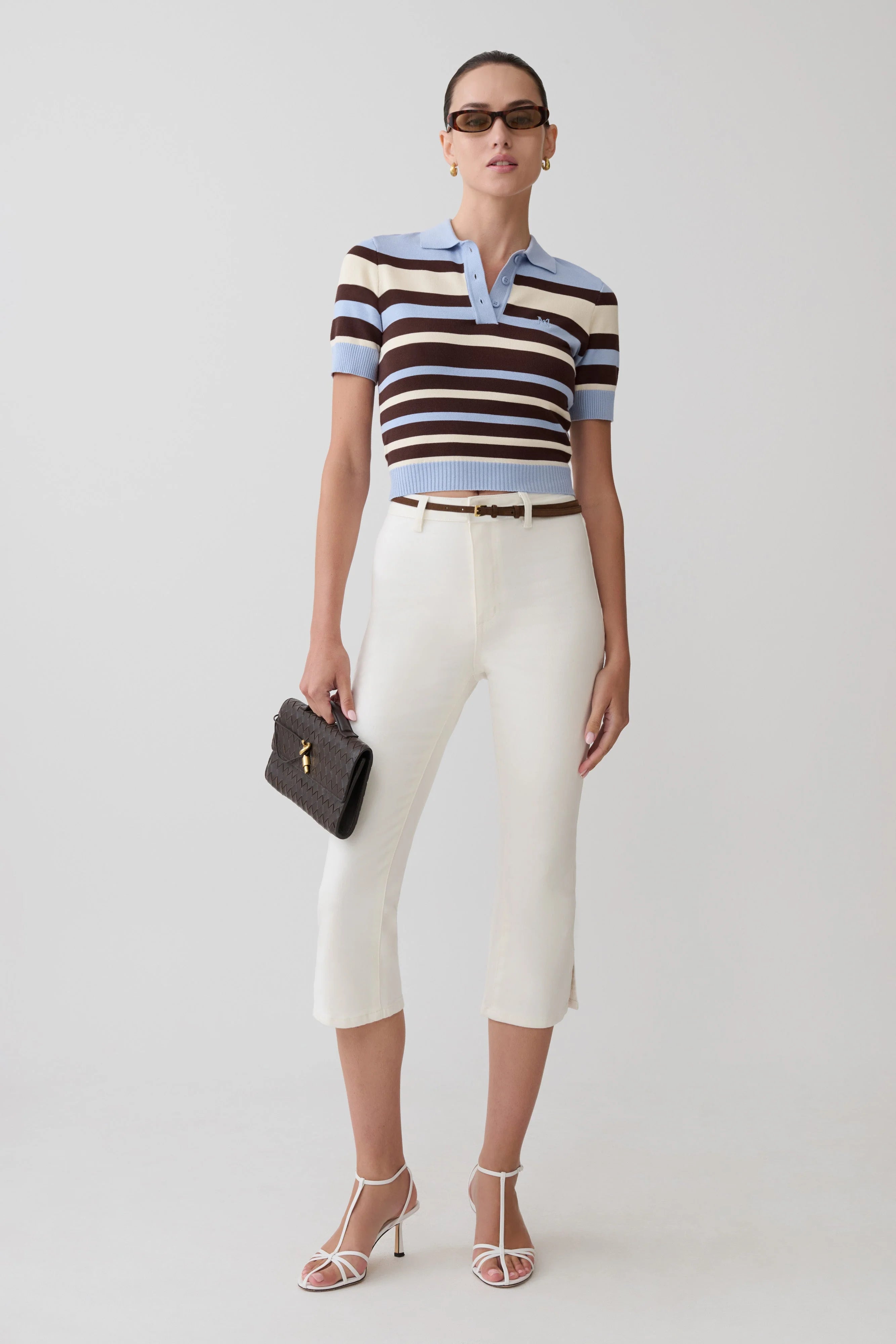 Mary Denim Capris White