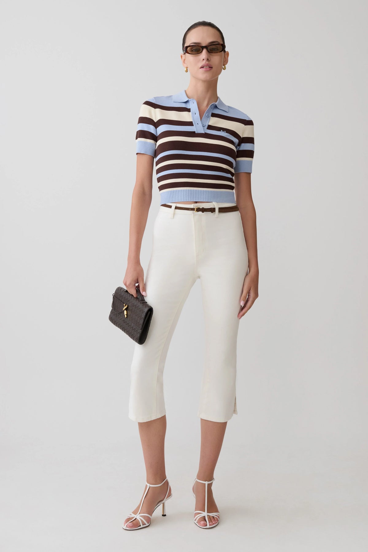 Mary Denim Capris White