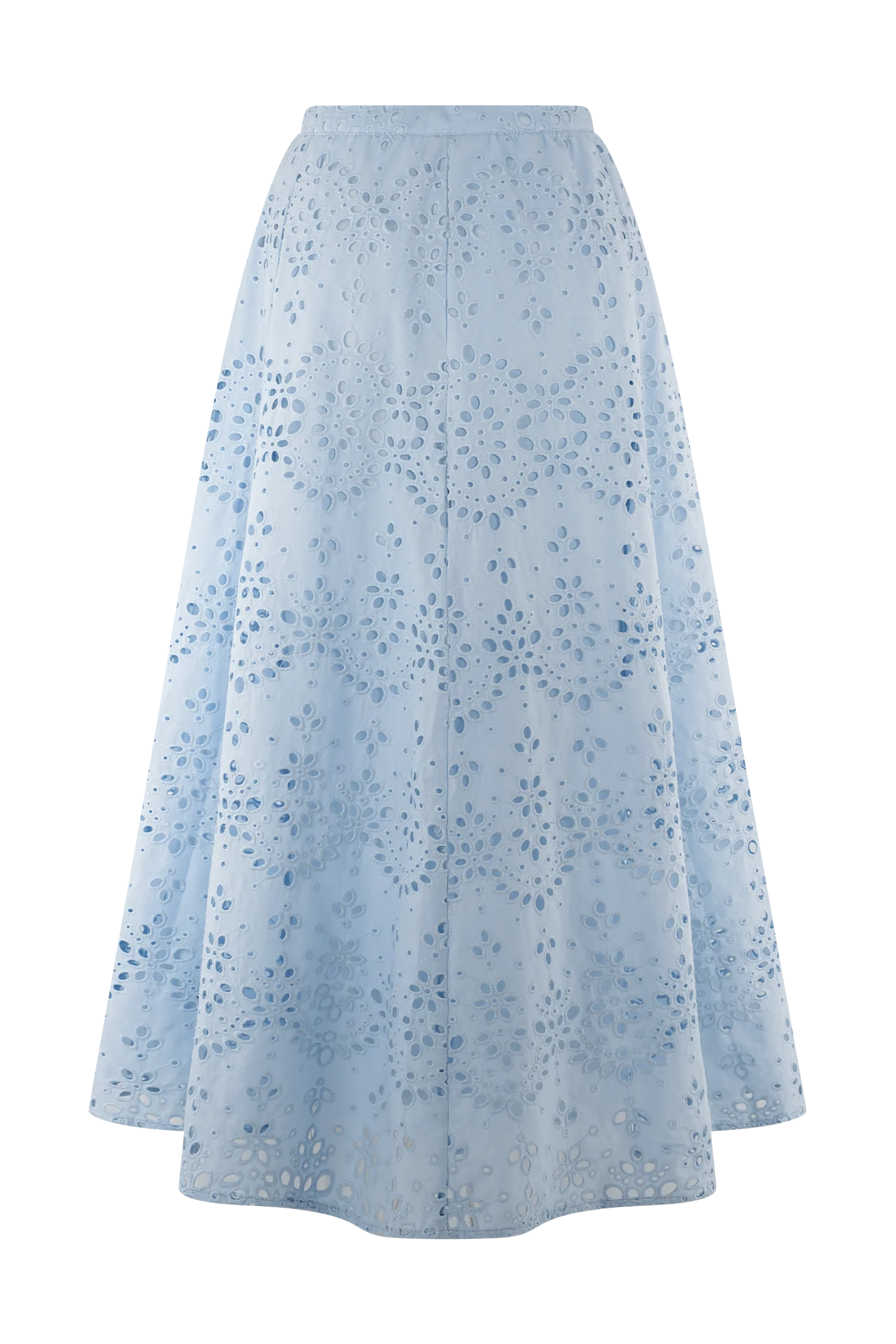 Arla Broderie Midi Skirt Pale Cornflower Blue