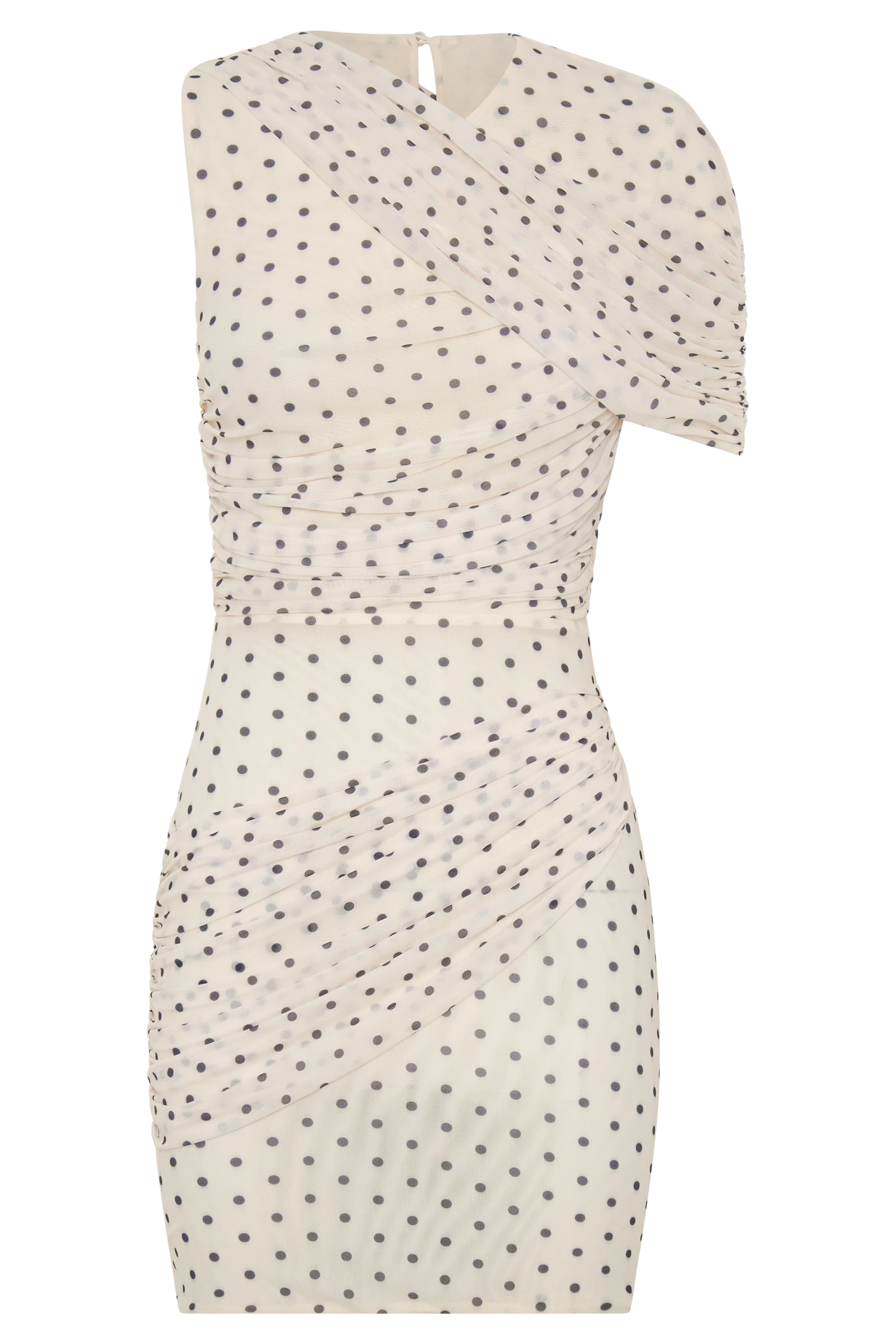 Adrienne One Shoulder Mesh Mini Dress Polka Dot