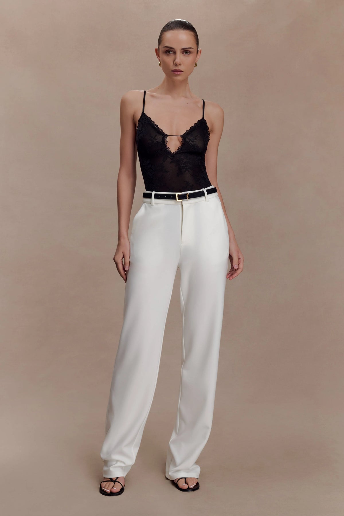 Maude Crepe Straight Leg Pants Ivory