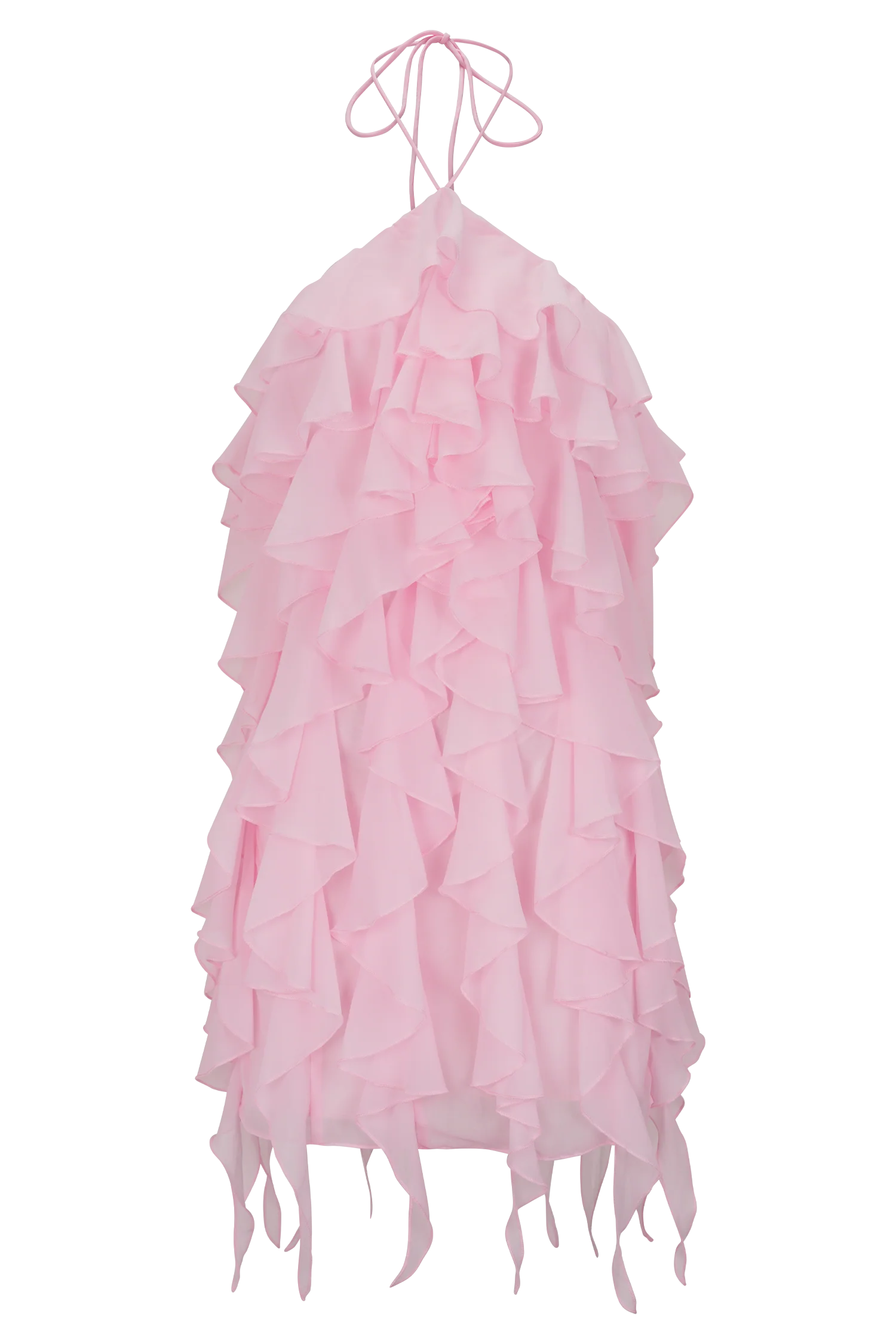 Marigold Ruffle Halter Mini Dress Powder Pink