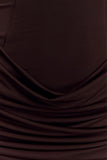 Mattea Slinky And Mesh Mini Dress With Scarf Dark Chocolate