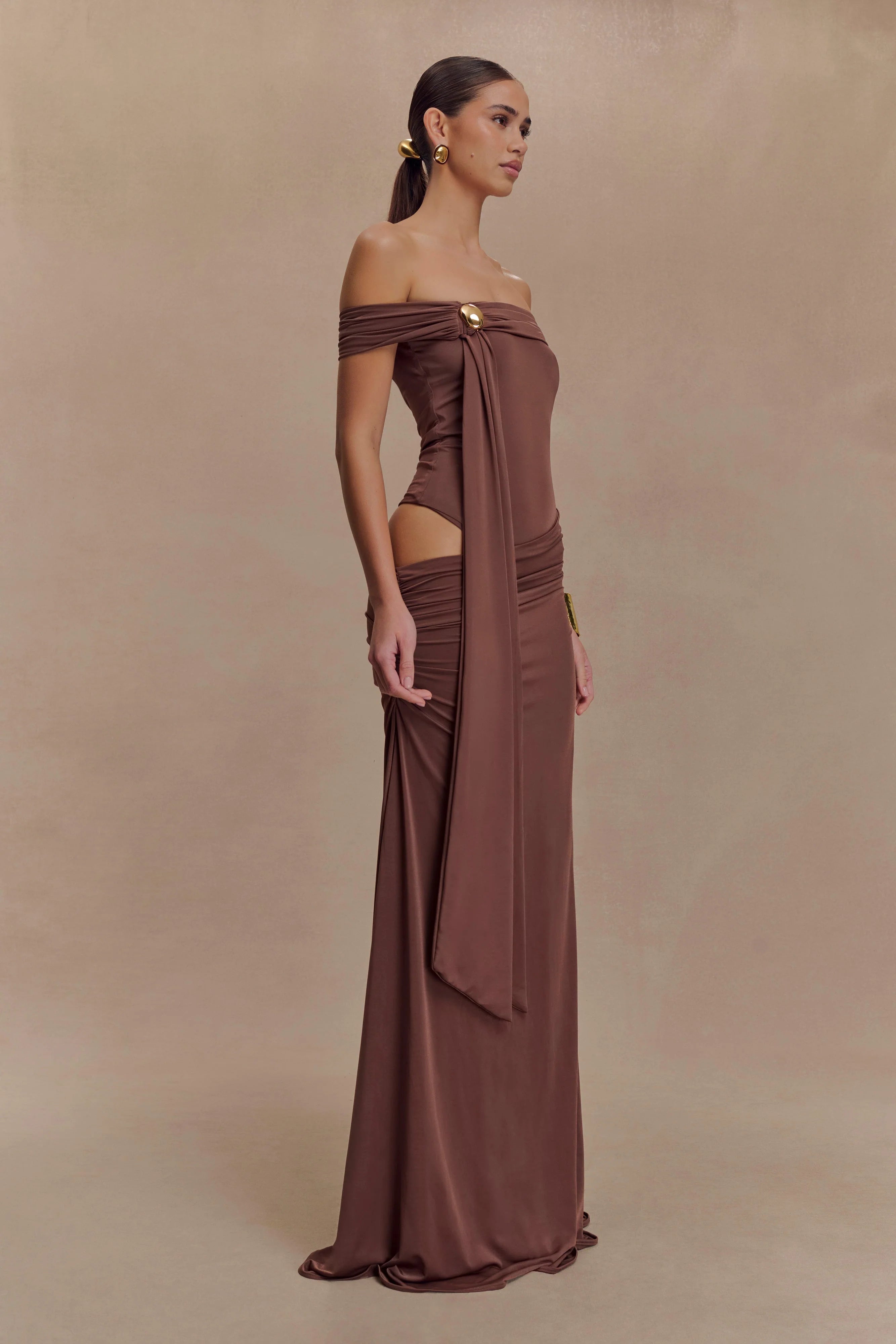 Oliver Slinky Maxi Dress Chocolate