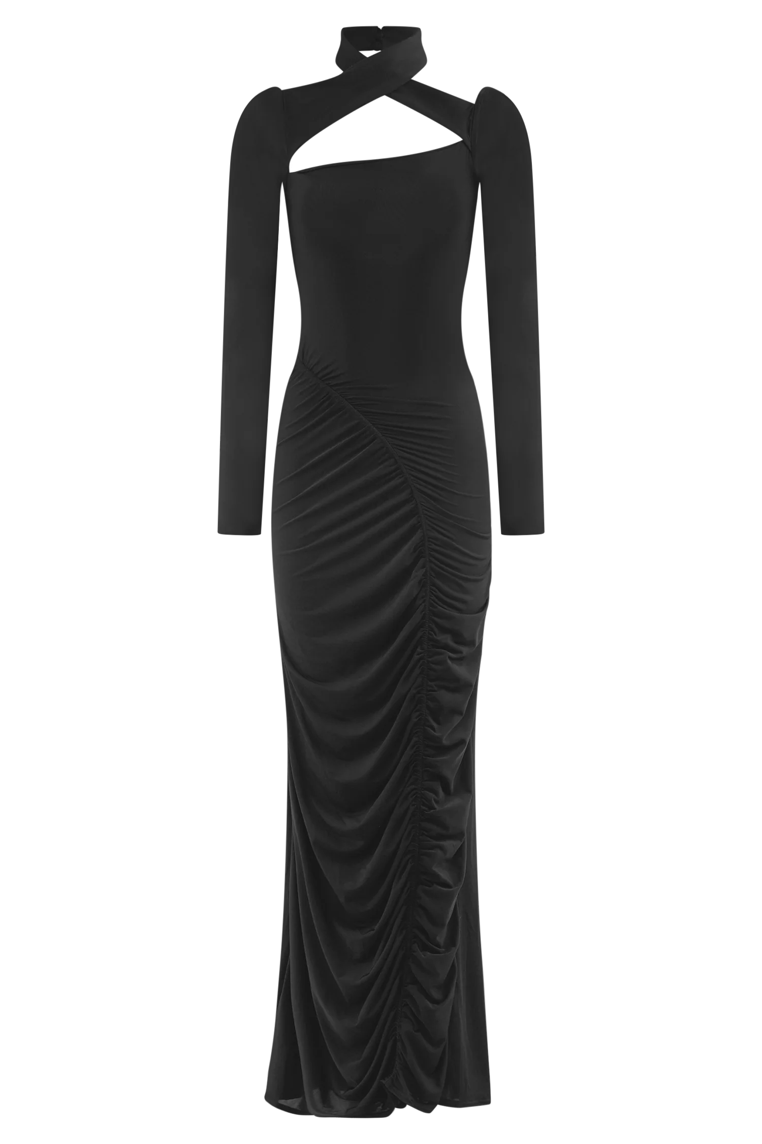 Lyndon Long Sleeve Slinky Maxi Dress Black
