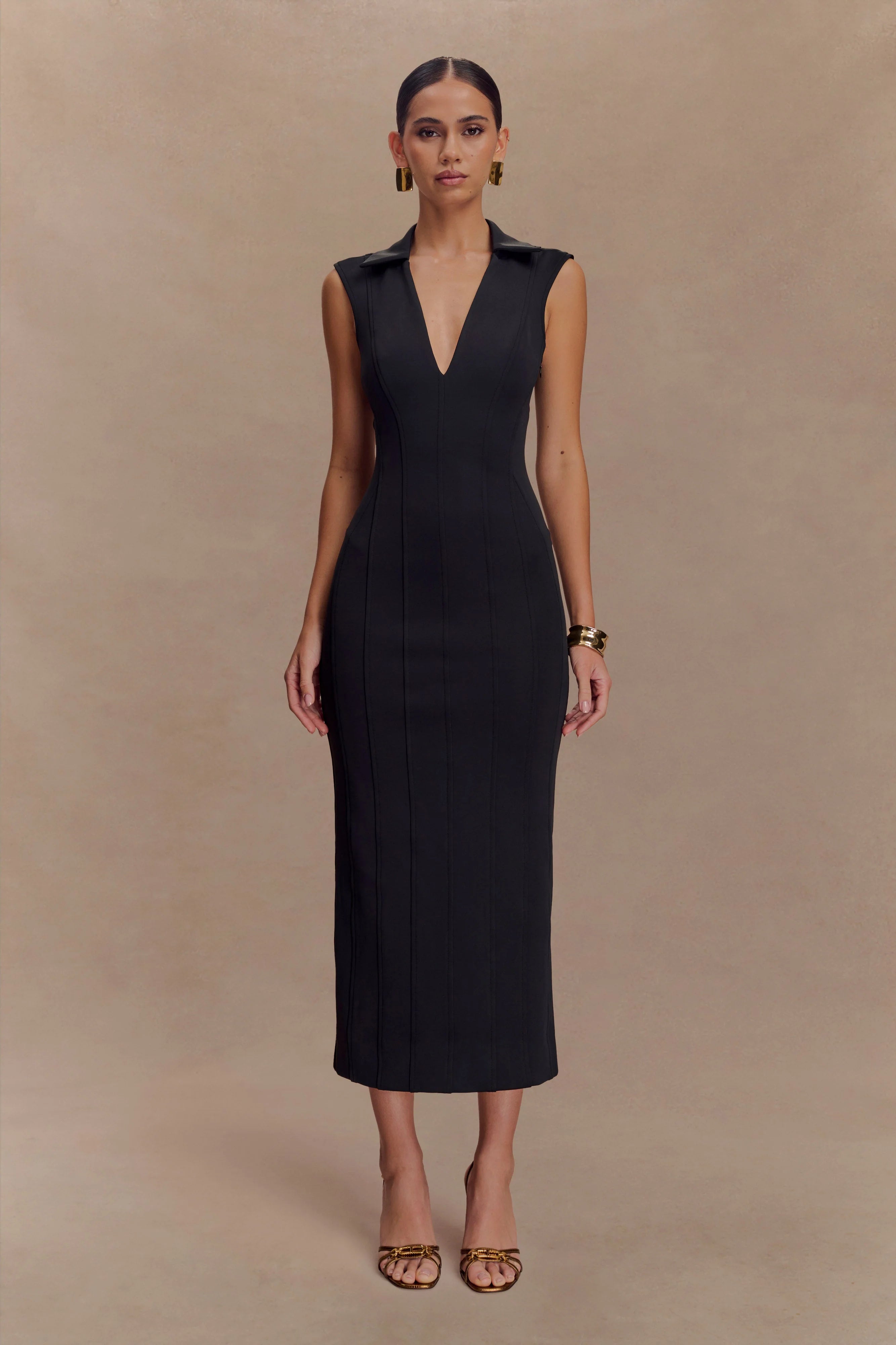 Keagan Sleeveless Midi Dress Black