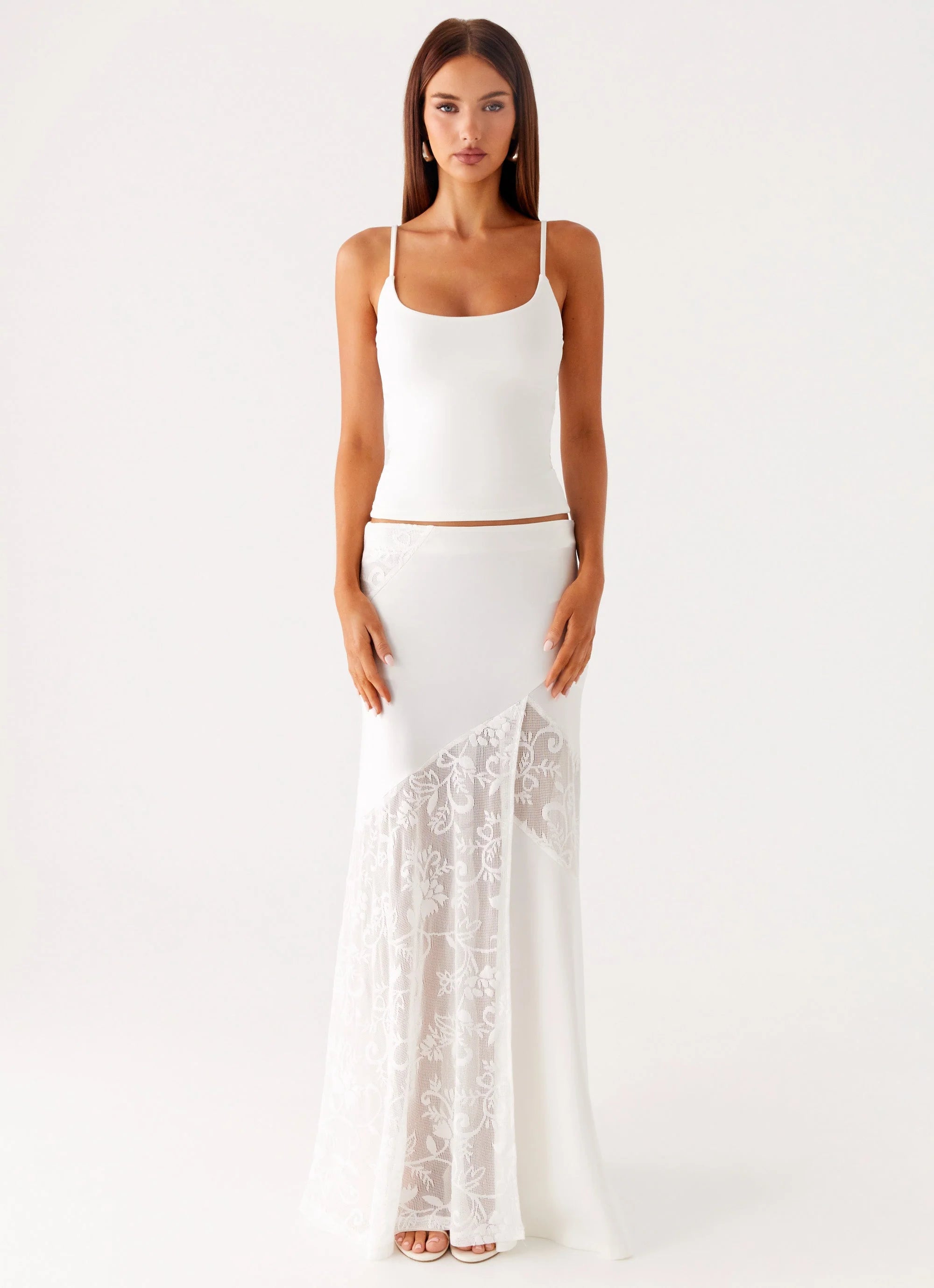 Dasie Lace Maxi Skirt White