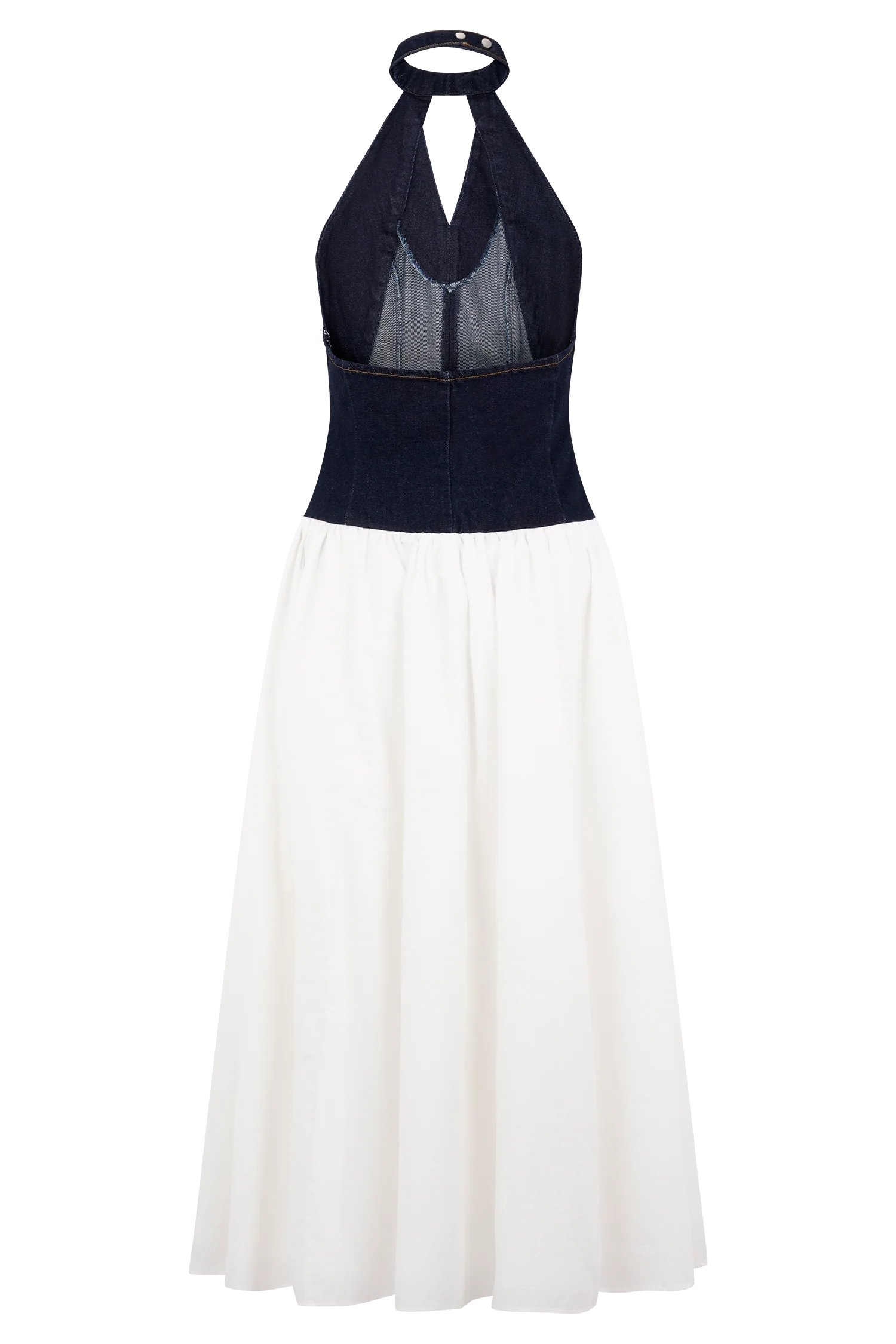 Ashwin Denim Cotton Midi Dress Indigo Blue