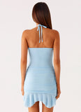Spears Halter Mesh Mini Dress Blue