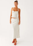 Breanne Midi Skirt White Polka Dot