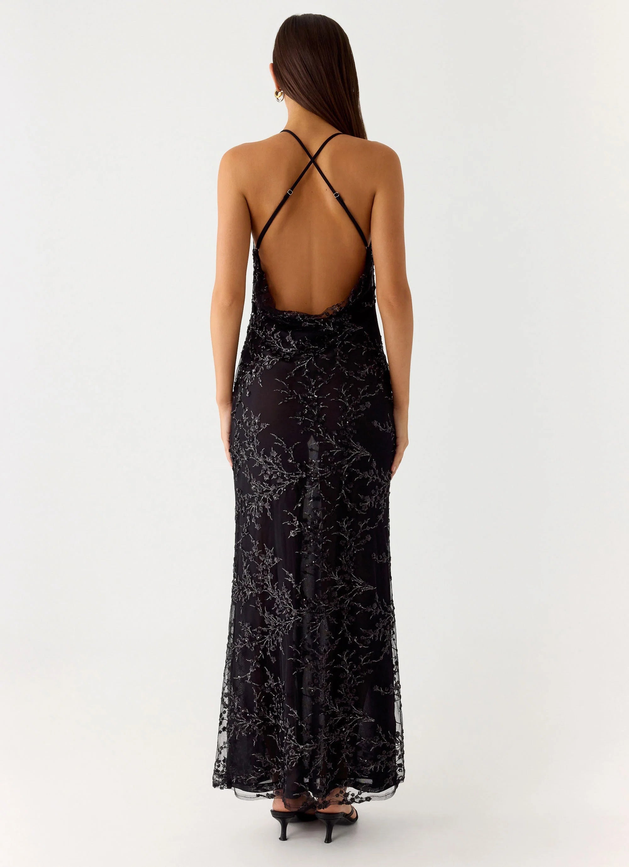 Mayim Sequin Maxi Dress Black