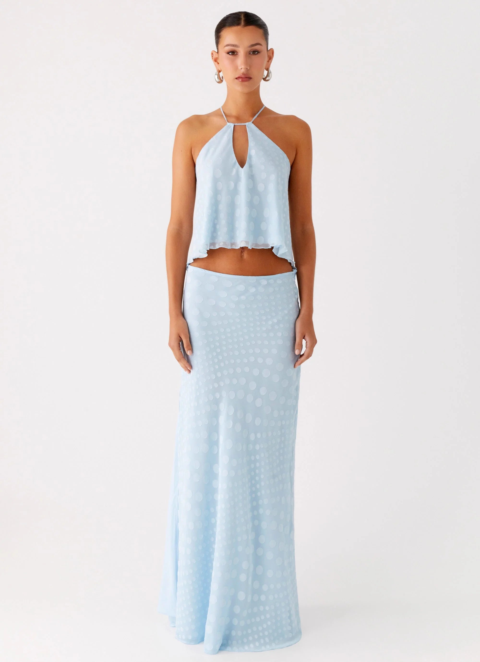 Mena Chiffon Spot Top Blue