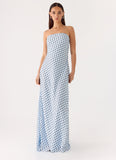 Chaniva Maxi Dress Blue Mocha Dot