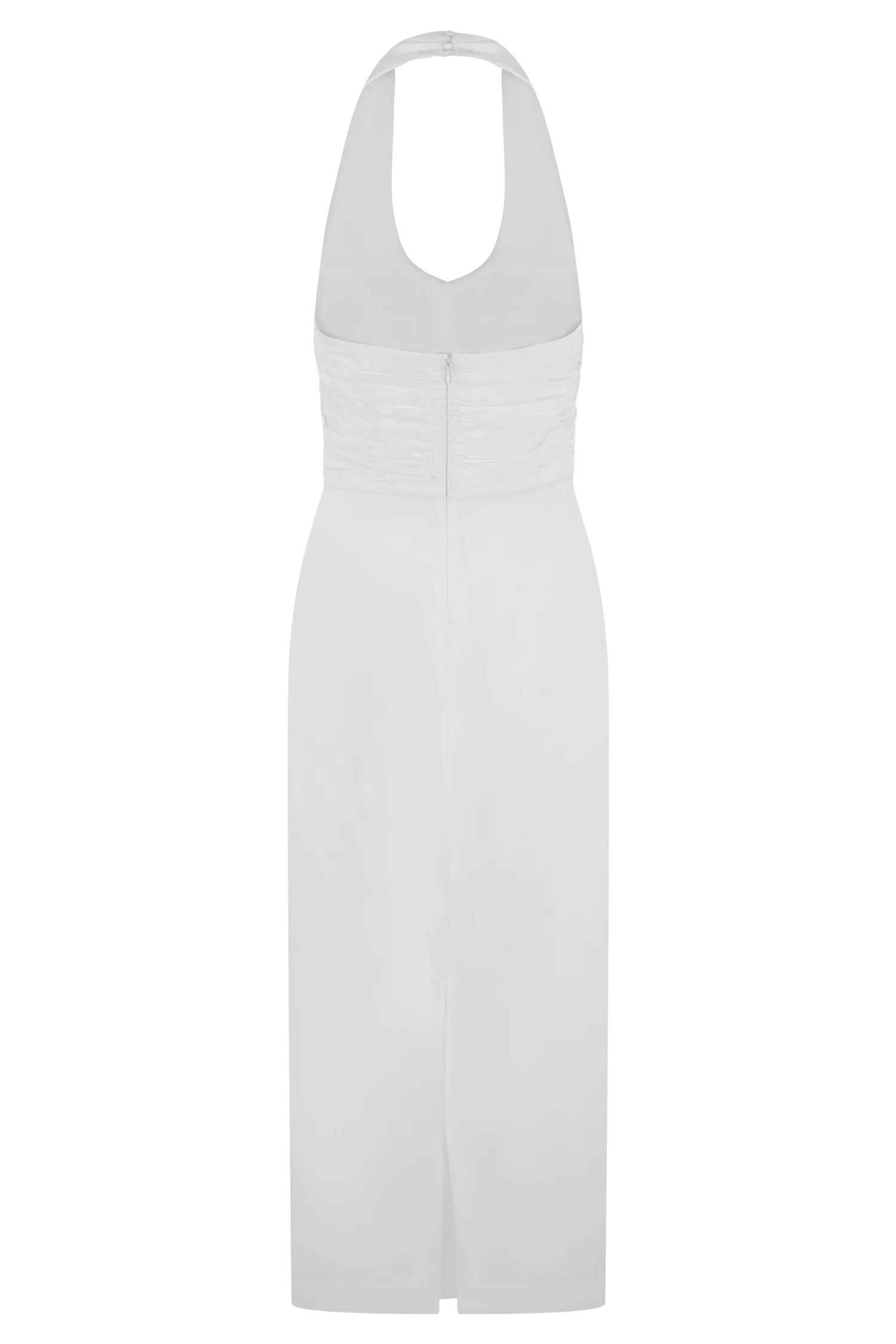 Daniela Ruched Halter Midi Dress White