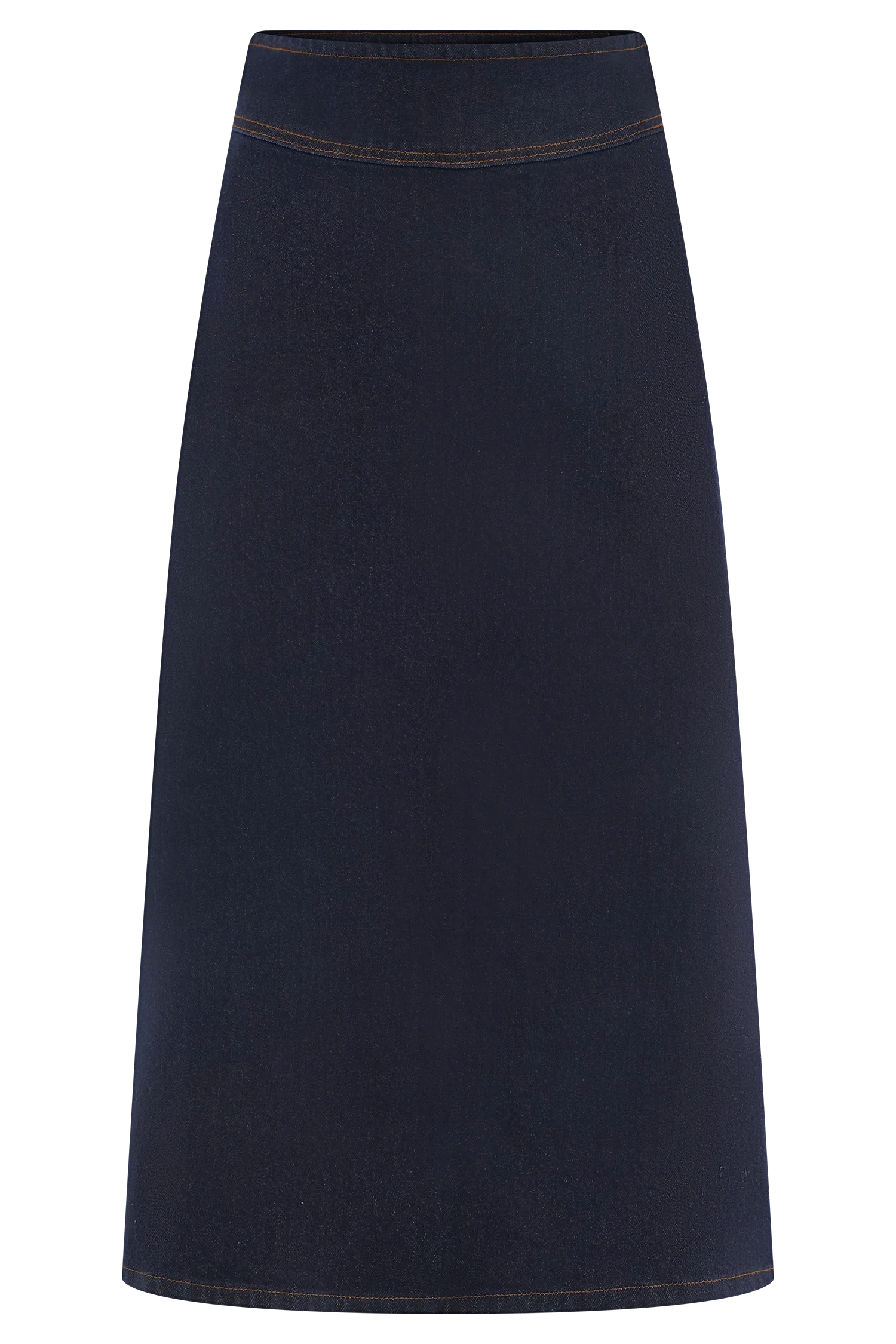 Cecilia Denim A Line Midi Skirt Indigo Blue