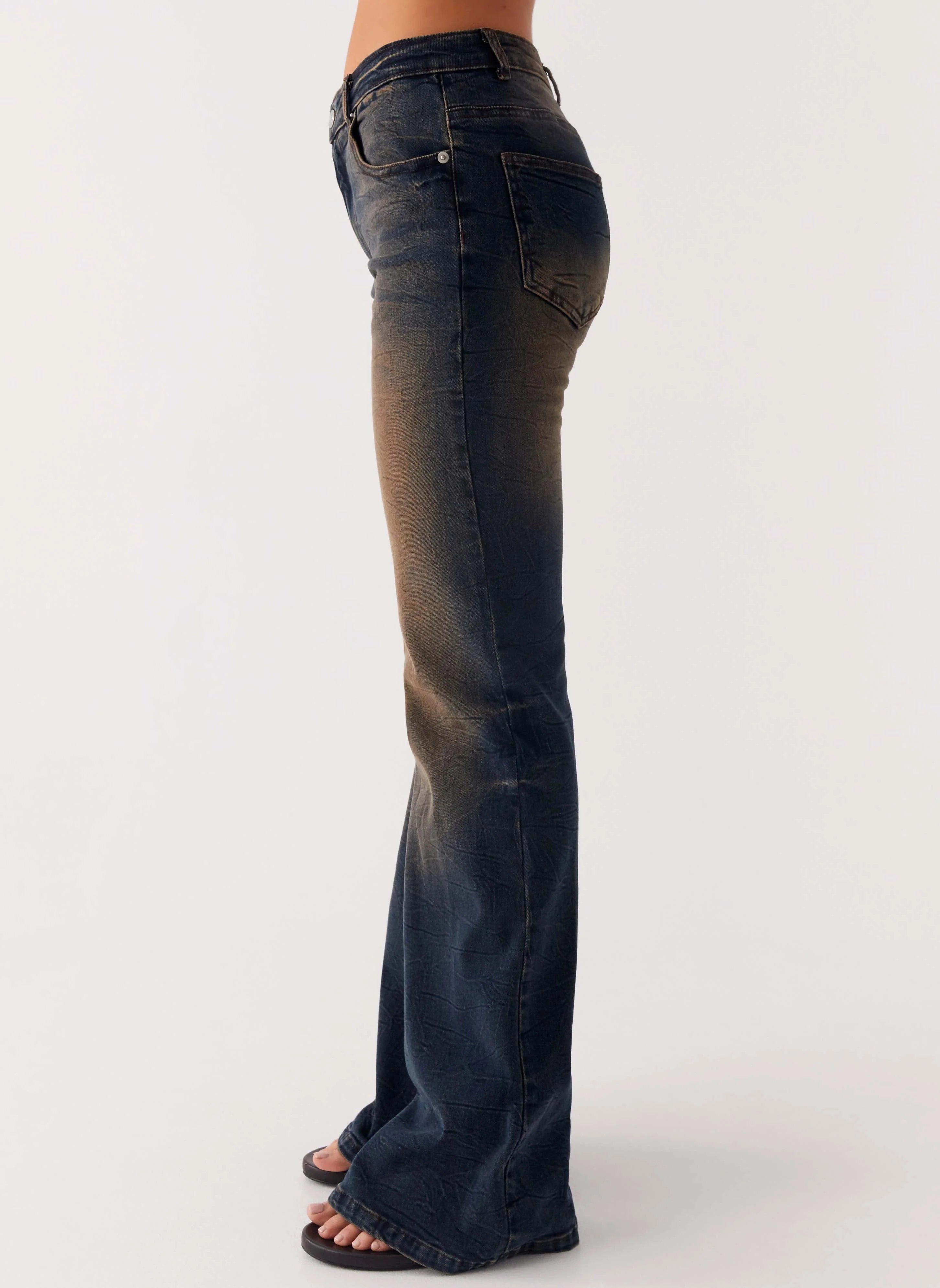 Oregon Flared Denim Jeans Dirty Black Wash